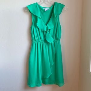 BCBG green ruffle sleeveless dress